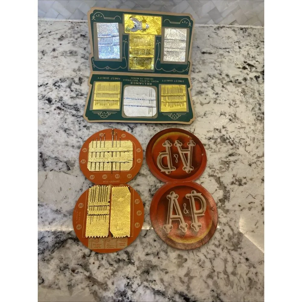 Vintage A&P & Reliance Grocery Store Sewing‎ Needle Cardboard Packets seamstress